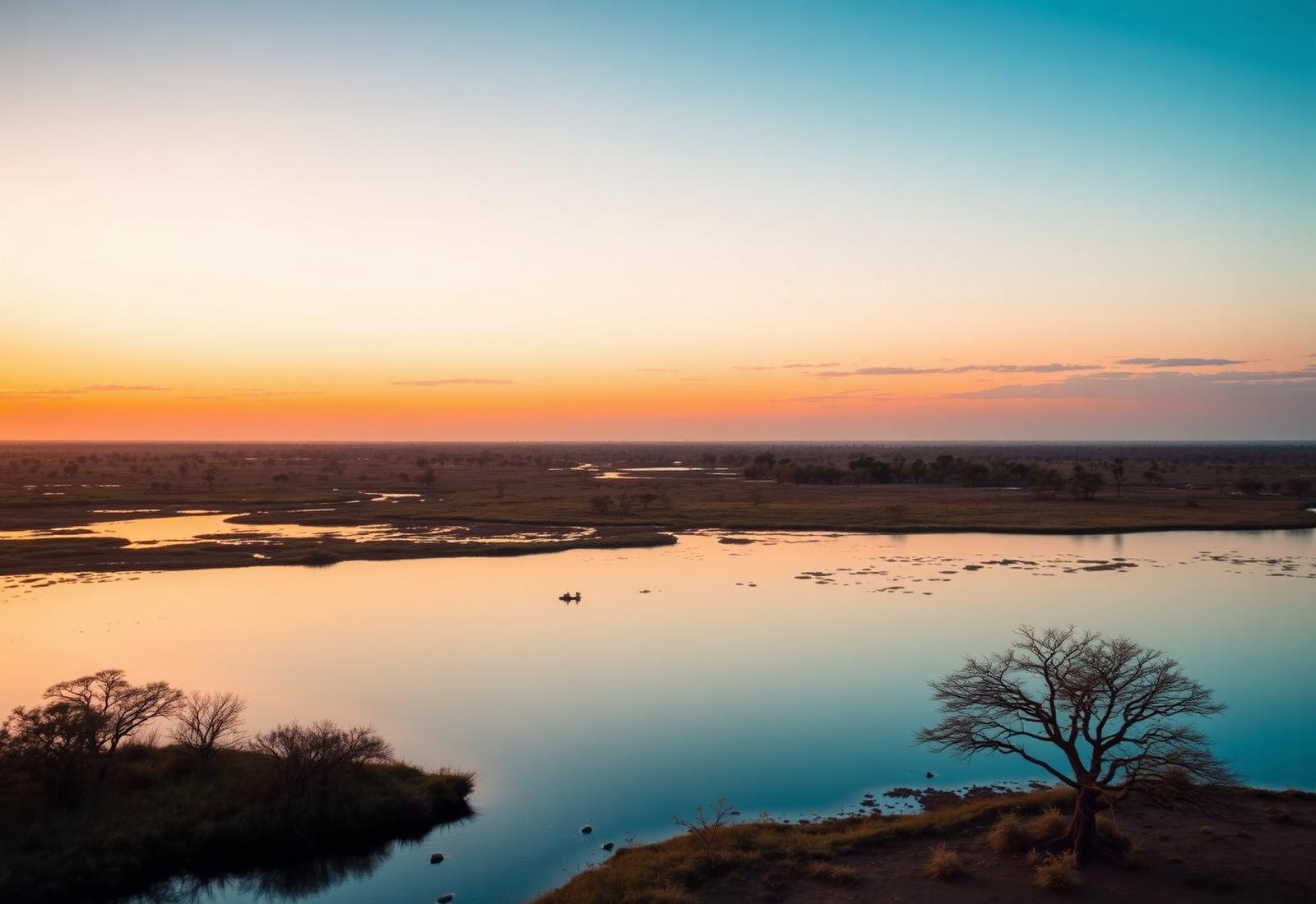 Botswana landscape at sunrise